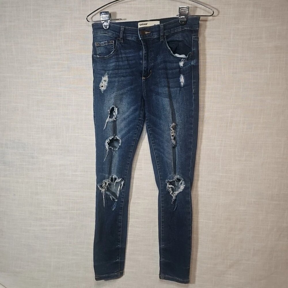 Garage Retro High Waist Medium Wash Blue Denim Jeggings-Size:05
